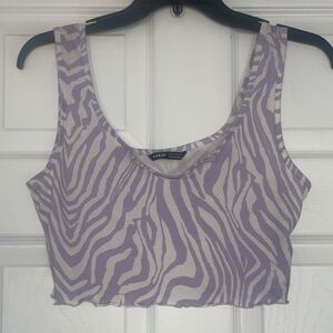 Zebra Print Cropped Tank Top